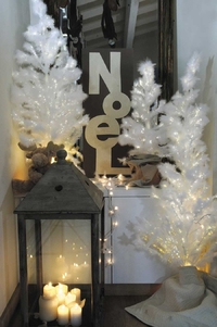 SAPIN ARBRE DE NOËL LUMINEUX ARTIFICIEL "Plumes blanches 80 cm" - FIBRE OPTIQUE - Idée déco de fêtes