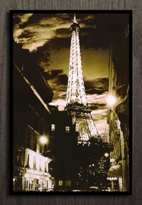 TABLEAU CADRE LUMINEUX DECORATIF GEANT XL "Dark night  G - Paris tour Eiffel" - Décoration murale
