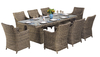MOBILIER EXTERIEUR TERRASSE  & JARDIN - ENSEMBLE GRANDE TABLE & FAUTEUILS "La digue" 8 PERSONNES